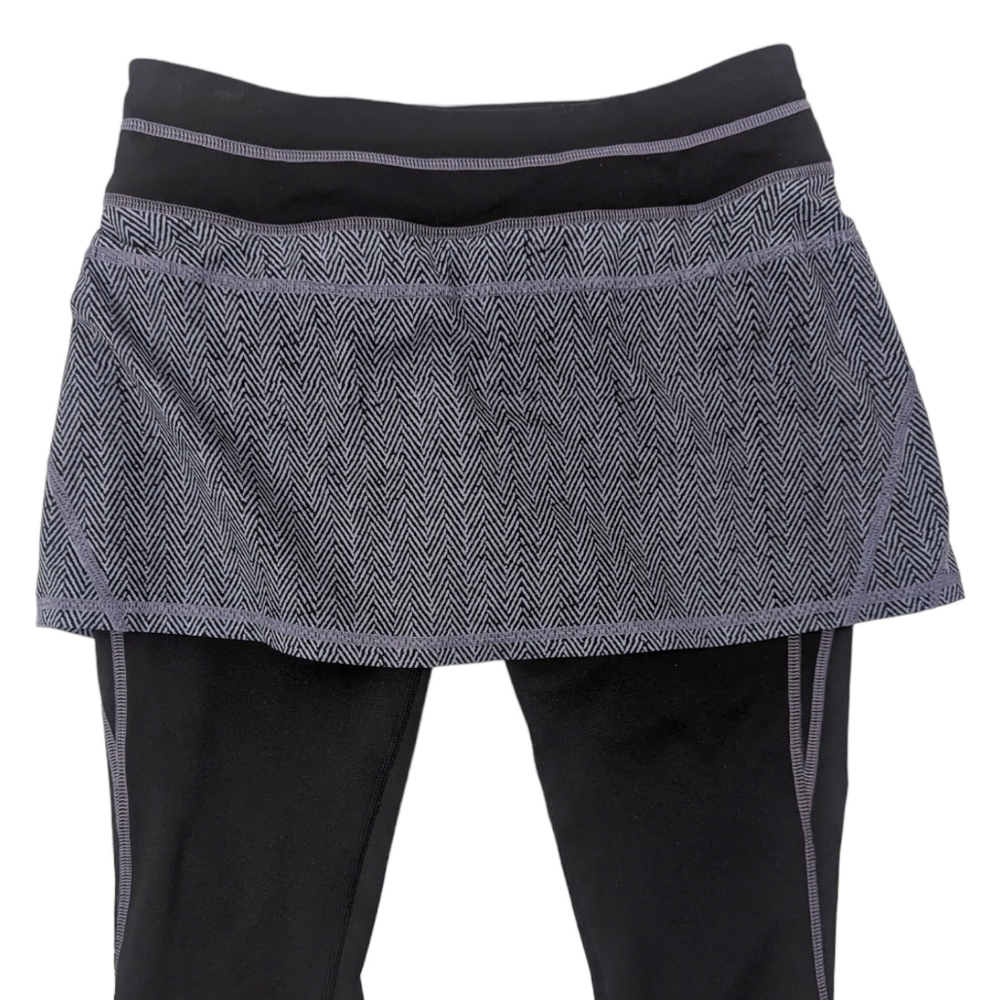 Athleta Skirted Leggings Athletic Pants Tights Womens XS Black Gray 7/8 Length - Picture 6 of 13